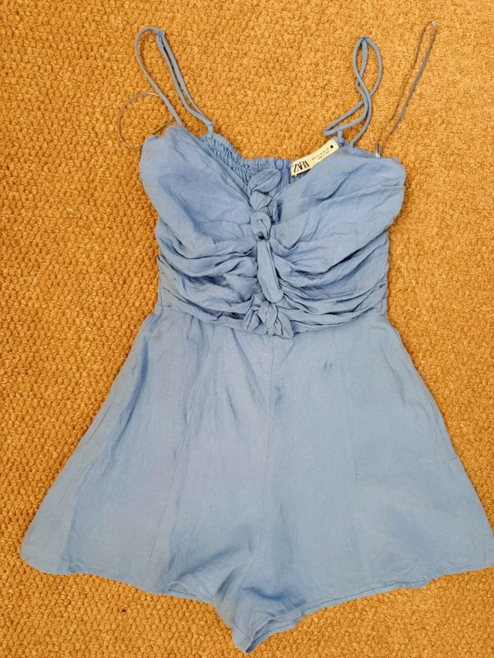 ZARA Blue Tie Front Romper Size XS